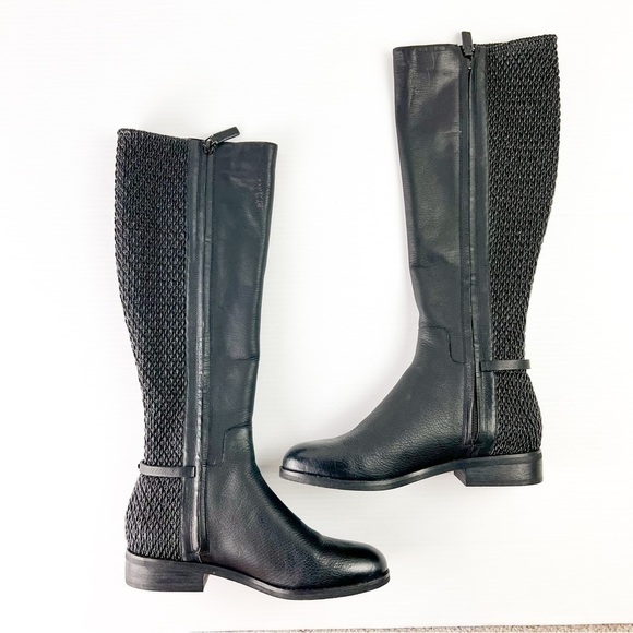 Cole Haan Boots womens 7 Isabell Stretch Black Leather Knee High Riding Boots - Picture 4 of 14